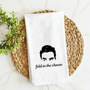 White Kitchen Towel with Black Graphic